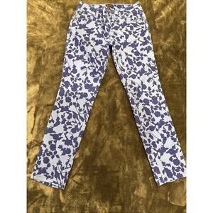 Dana Buchman-Womens Blue Floral Print Slim Stretch Jeans-Size 4